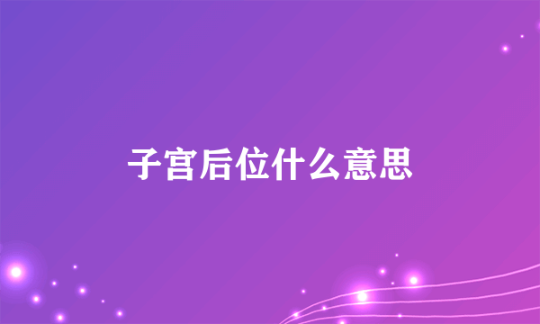 子宫后位什么意思