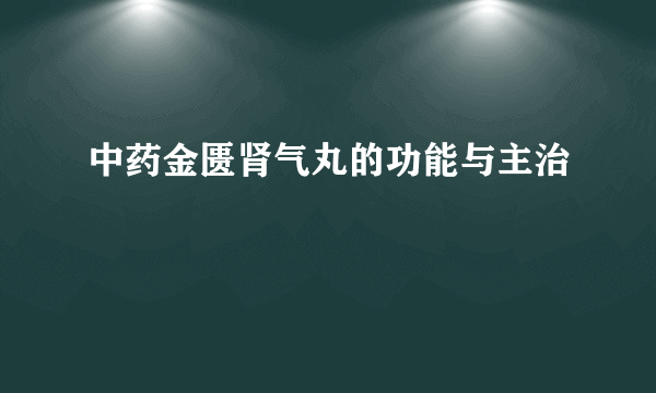 中药金匮肾气丸的功能与主治