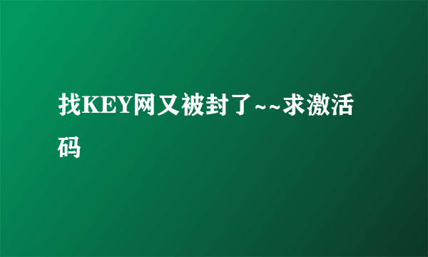 找KEY网又被封了~~求激活码