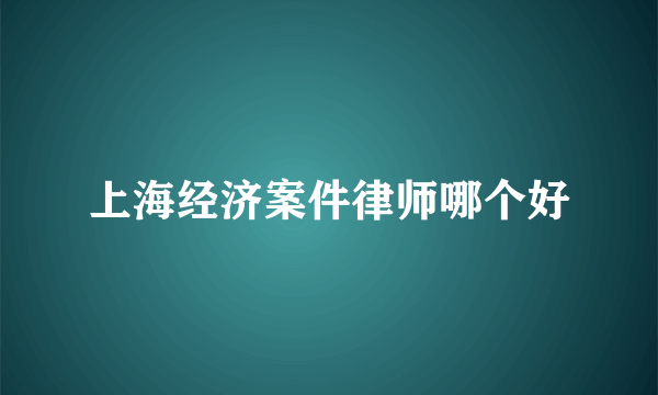 上海经济案件律师哪个好