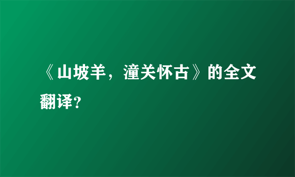 《山坡羊，潼关怀古》的全文翻译？