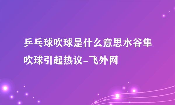 乒乓球吹球是什么意思水谷隼吹球引起热议-飞外网