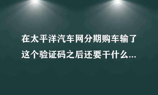 在太平洋汽车网分期购车输了这个验证码之后还要干什么才能订好了车