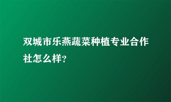 双城市乐燕蔬菜种植专业合作社怎么样？