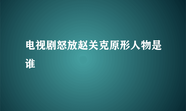 电视剧怒放赵关克原形人物是谁