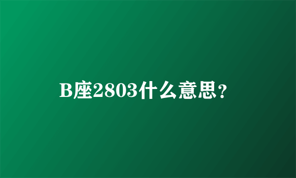 B座2803什么意思？