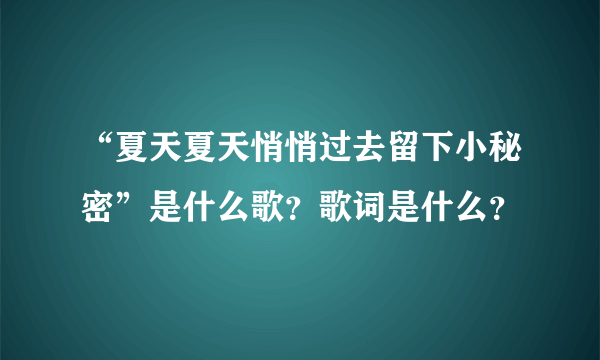 “夏天夏天悄悄过去留下小秘密”是什么歌？歌词是什么？