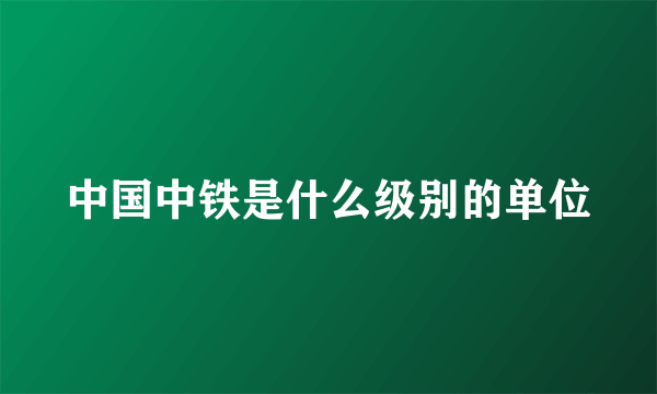 中国中铁是什么级别的单位