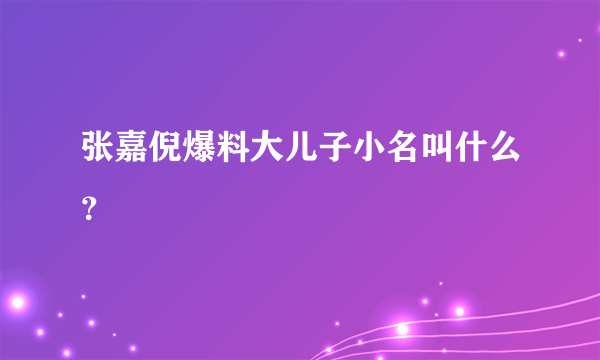 张嘉倪爆料大儿子小名叫什么？