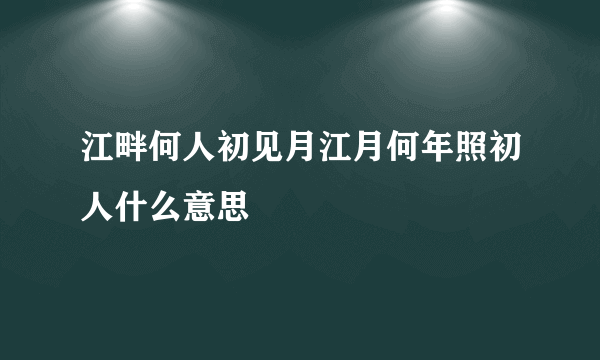 江畔何人初见月江月何年照初人什么意思