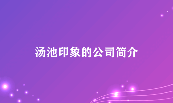 汤池印象的公司简介