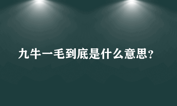 九牛一毛到底是什么意思？