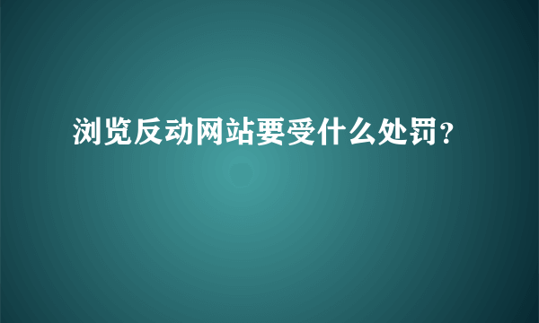 浏览反动网站要受什么处罚？