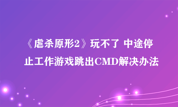 《虐杀原形2》玩不了 中途停止工作游戏跳出CMD解决办法