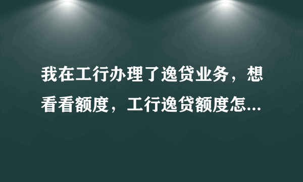 我在工行办理了逸贷业务，想看看额度，工行逸贷额度怎么查询？