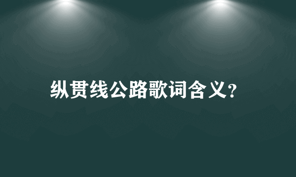 纵贯线公路歌词含义？