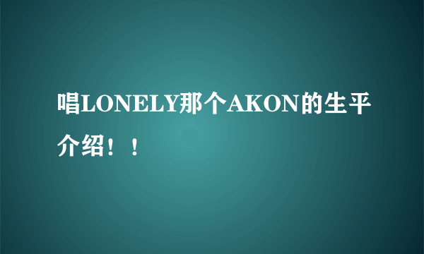 唱LONELY那个AKON的生平介绍！！