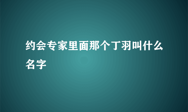 约会专家里面那个丁羽叫什么名字