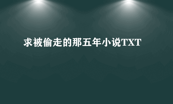 求被偷走的那五年小说TXT