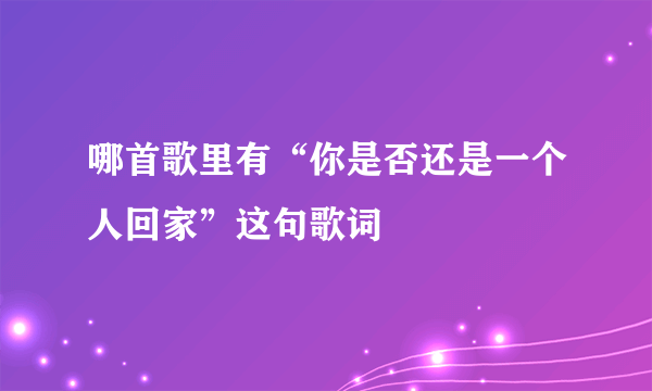 哪首歌里有“你是否还是一个人回家”这句歌词