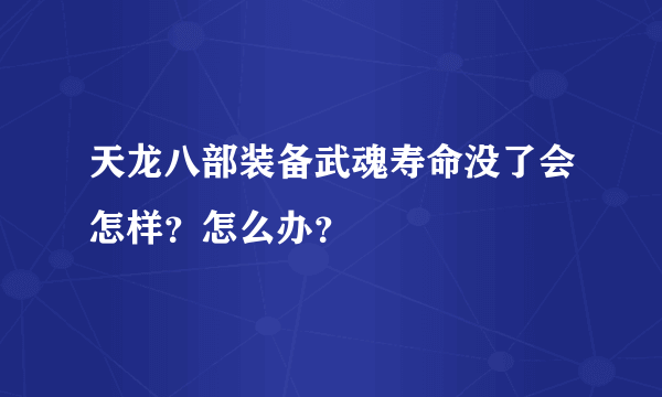 天龙八部装备武魂寿命没了会怎样？怎么办？