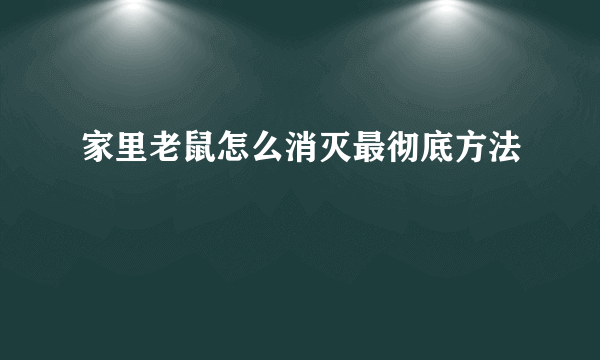 家里老鼠怎么消灭最彻底方法