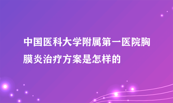 中国医科大学附属第一医院胸膜炎治疗方案是怎样的