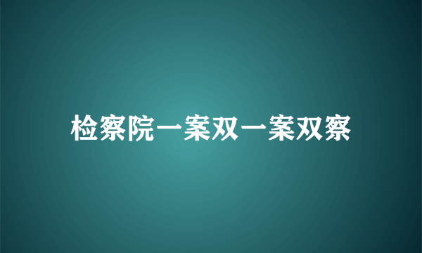 检察院一案双一案双察