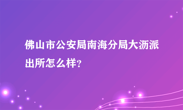 佛山市公安局南海分局大沥派出所怎么样？