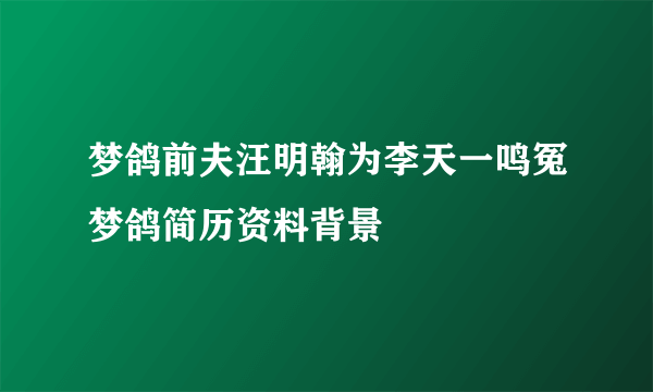 梦鸽前夫汪明翰为李天一鸣冤梦鸽简历资料背景