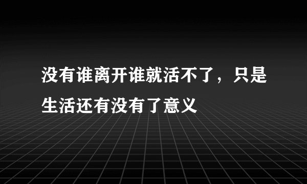 没有谁离开谁就活不了，只是生活还有没有了意义