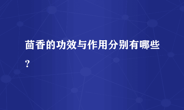 茴香的功效与作用分别有哪些？