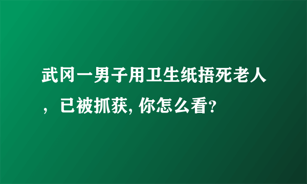 武冈一男子用卫生纸捂死老人，已被抓获, 你怎么看？