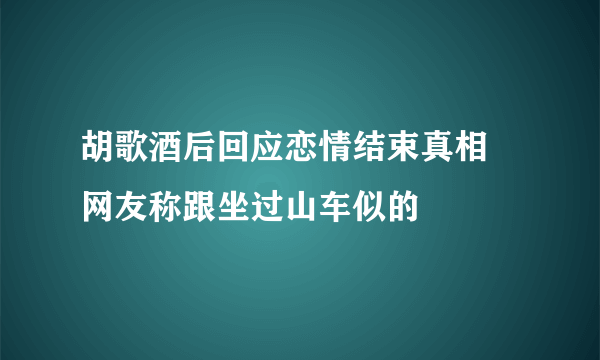 胡歌酒后回应恋情结束真相 网友称跟坐过山车似的