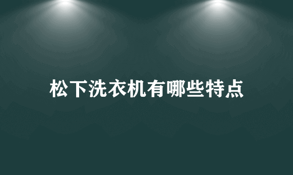 松下洗衣机有哪些特点