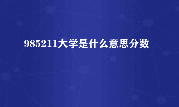 985211大学是什么意思分数