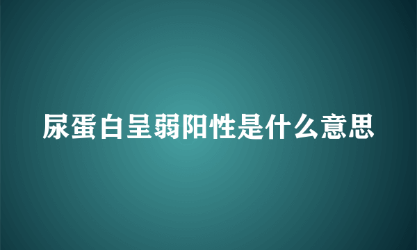 尿蛋白呈弱阳性是什么意思