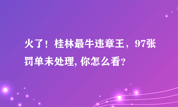 火了！桂林最牛违章王，97张罚单未处理, 你怎么看？