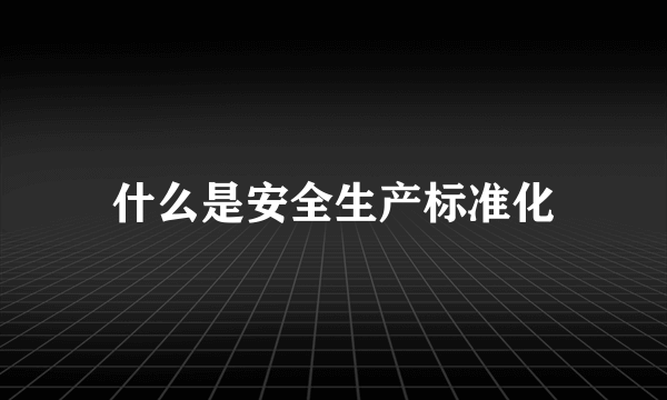 什么是安全生产标准化