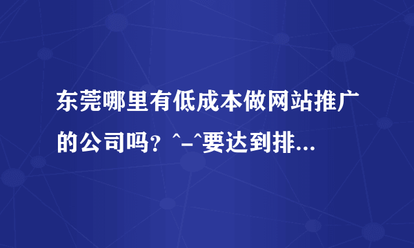 东莞哪里有低成本做网站推广的公司吗？^-^要达到排第一页的效果，帮忙介绍喽