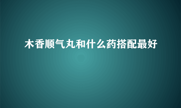 木香顺气丸和什么药搭配最好