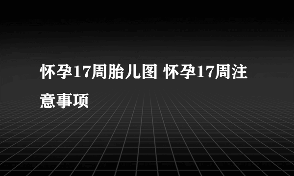 怀孕17周胎儿图 怀孕17周注意事项