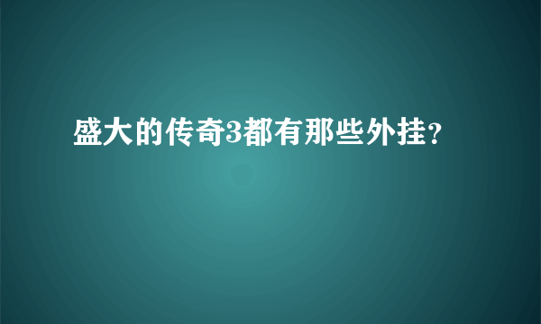 盛大的传奇3都有那些外挂？