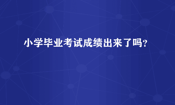 小学毕业考试成绩出来了吗？