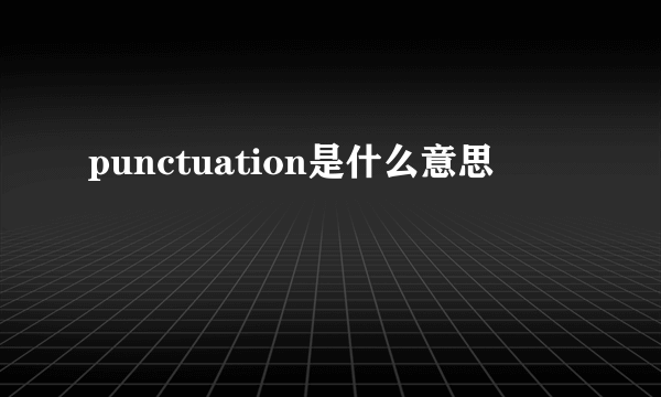 punctuation是什么意思