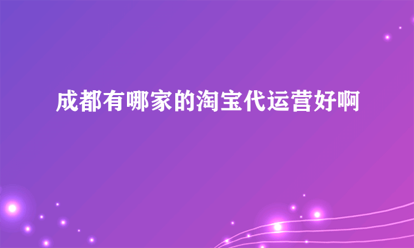 成都有哪家的淘宝代运营好啊