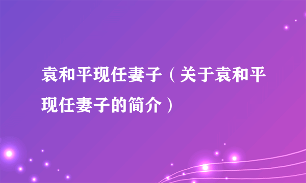 袁和平现任妻子（关于袁和平现任妻子的简介）