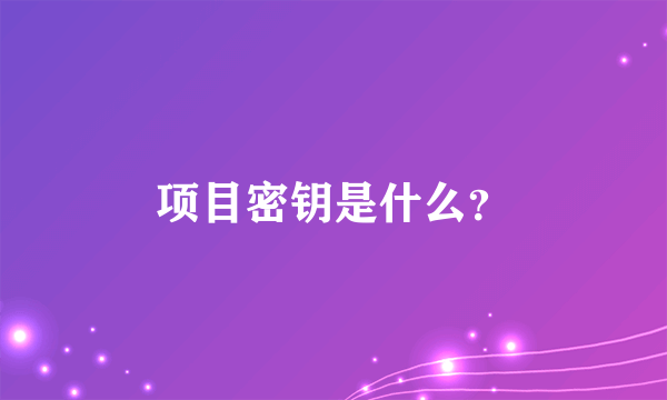 项目密钥是什么？