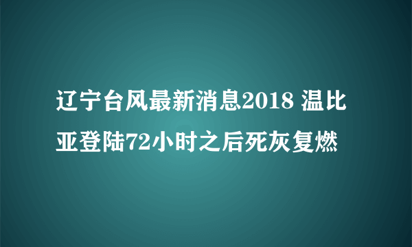 辽宁台风最新消息2018 温比亚登陆72小时之后死灰复燃