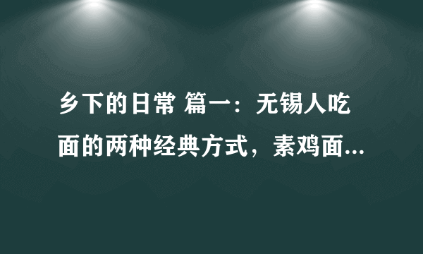 乡下的日常 篇一：无锡人吃面的两种经典方式，素鸡面+冷激面